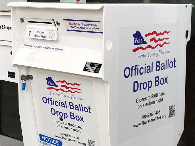 Thurston County has placed ballot drop boxes such as this in 29 locations throughout the county.